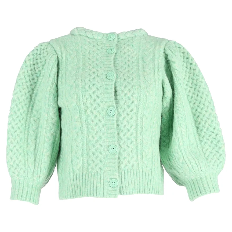 SEA New York Ebba Cable-Knit Sweater in Green Merino WoolSpring Knit Tops