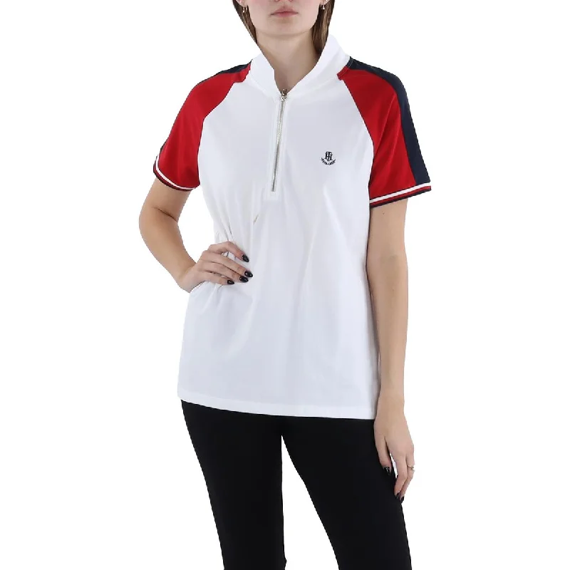 Tommy Hilfiger Womens Cotton Front Zip Polo TopPetite polo shirt