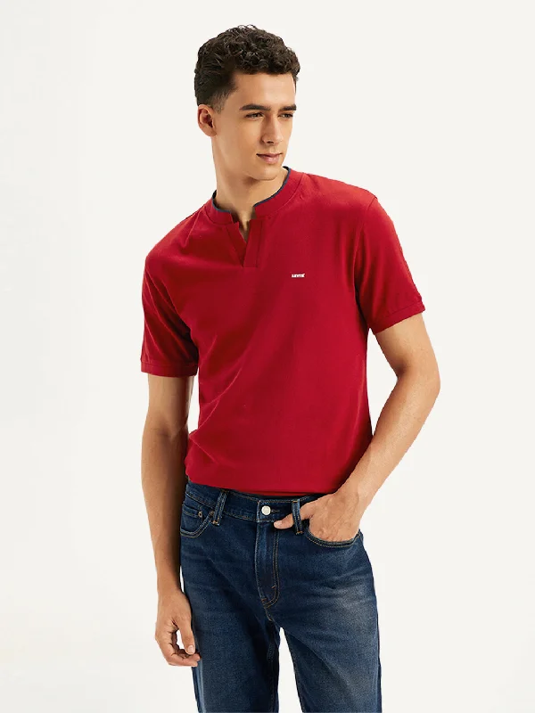 Men's Solid Slim Fit Polo T-ShirtLinen polo shirt