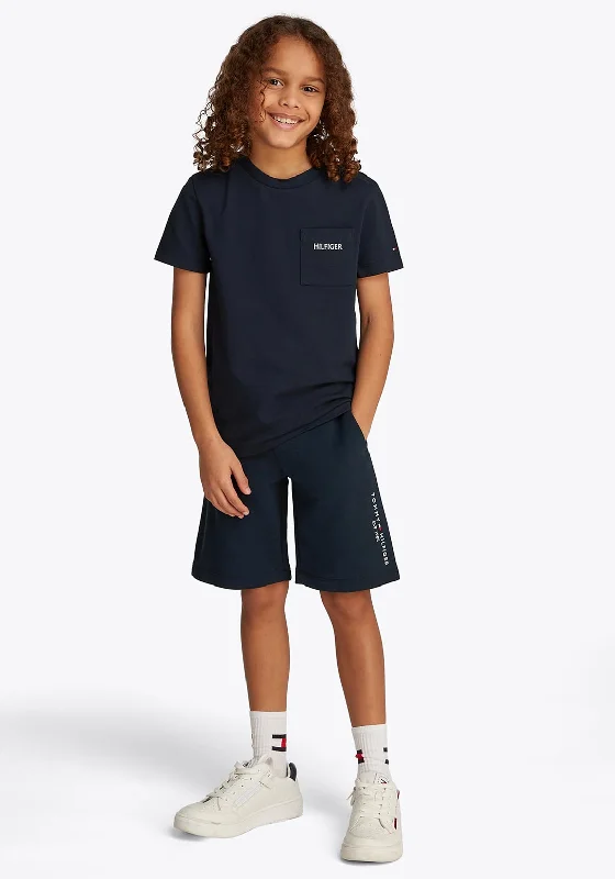 Oversized Short Sleeve TopsTommy Hilfiger Kid Boy Short Sleeve Pocket Tee, Navy