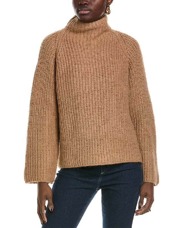 Vince Camuto Funnel Neck SweaterLeather-Paneled Knit Tops