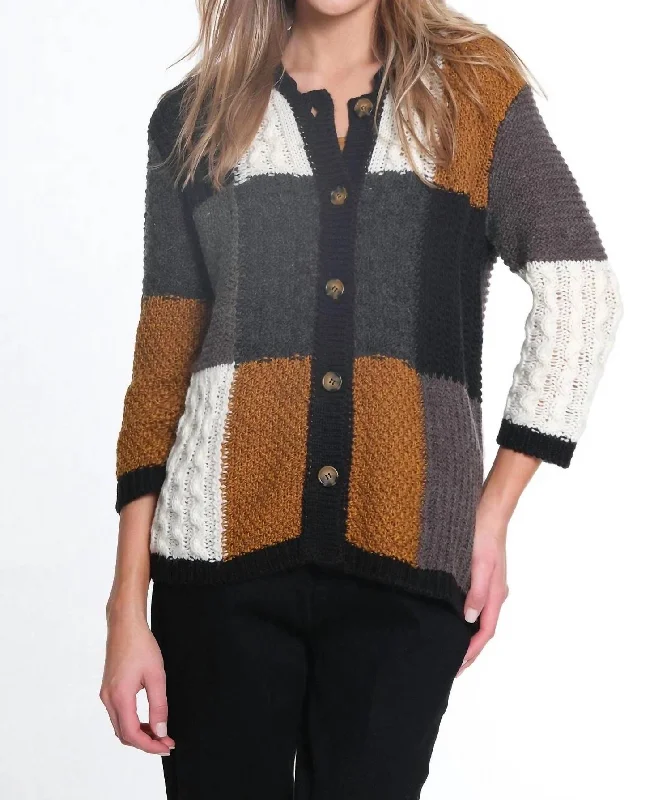 Hooded cardiganDrop Shoulder Button Front Cardigan In Multi