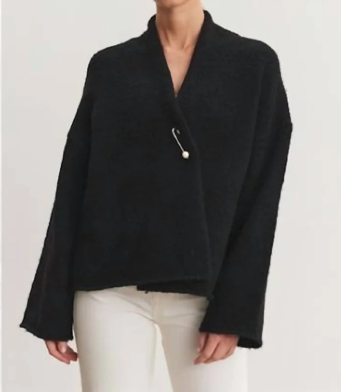 Chanson Cardi In BlackMetallic Knit Tops