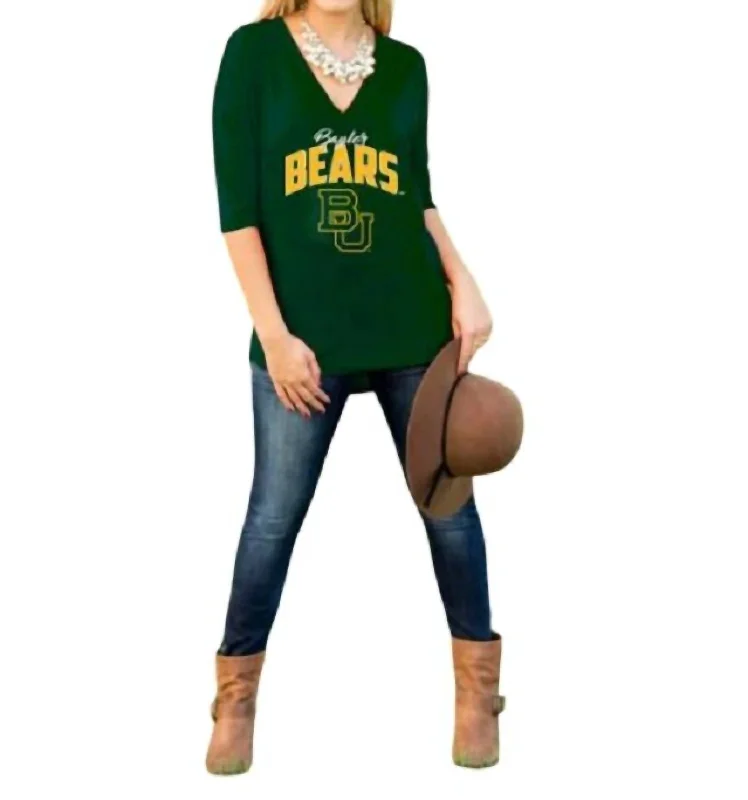 Baylor University Weekender Top In GreenEmbellished Knit Tops