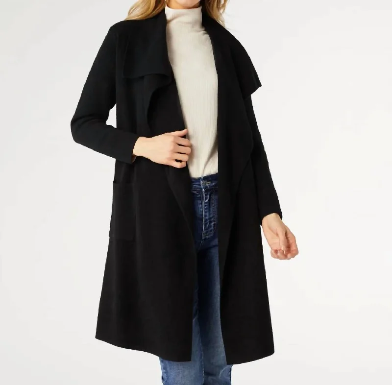 Turtleneck cardiganHeavenly Luxe Long Open Cardigan In Black