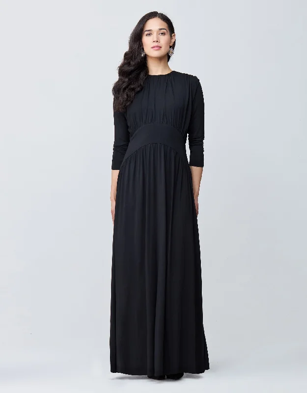 Modal Shirred Maxi Dress Shabbos Robe with Midriff