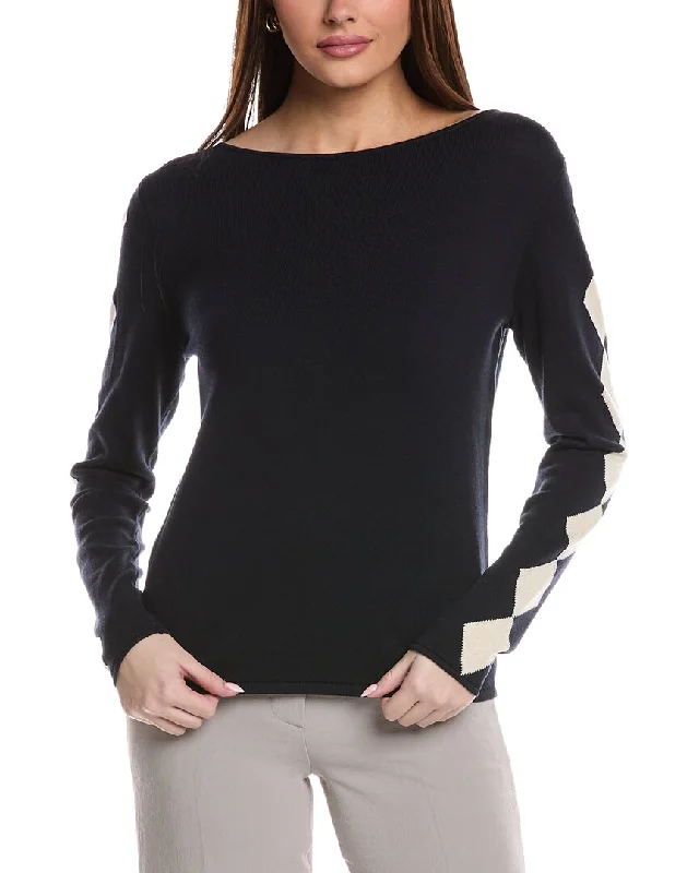 St. John Intarsia Knit SweaterAsymmetrical Knit Tops