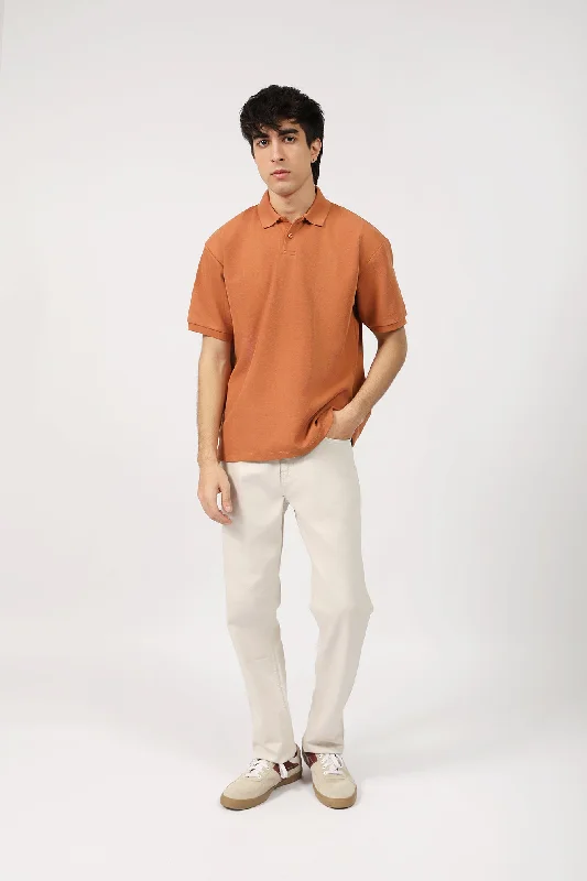 TEXTURED BOX FIT POLOZip-up polo shirt