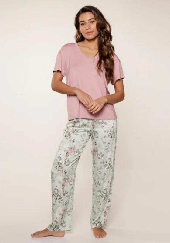 Boat Neck Short Sleeve TopsLingadore Floral Short Sleeve Pyjama Set, Pink