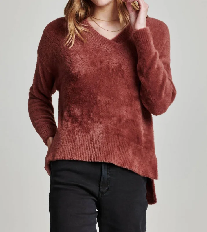 Margarita Wedge Neck Sweater In AllspiceThermal Knit Tops