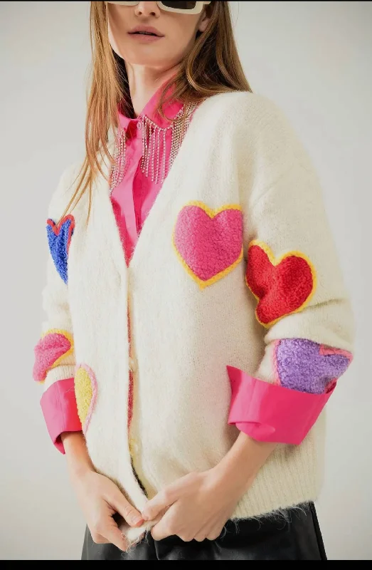 Heated cardiganCardigan With Embroidered Heart In Beige