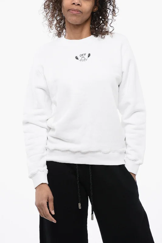 Off-White Bandana-Embroidered Brushed Cotton Crew-Neck SweatshirtCrewneck Knit Tops