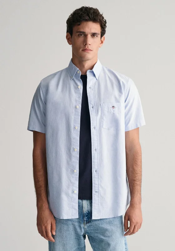 Skateboard Short Sleeve TopsGant Oxford Short Sleeve Shirt, Light Blue