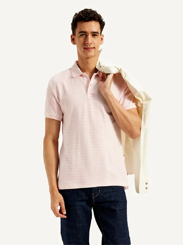 Men's Pin Stripes Slim Fit Polo T-ShirtWedding polo shirt