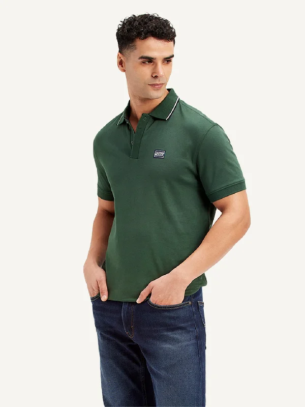 Men's Solid Slim Fit Polo T-ShirtBright polo shirt