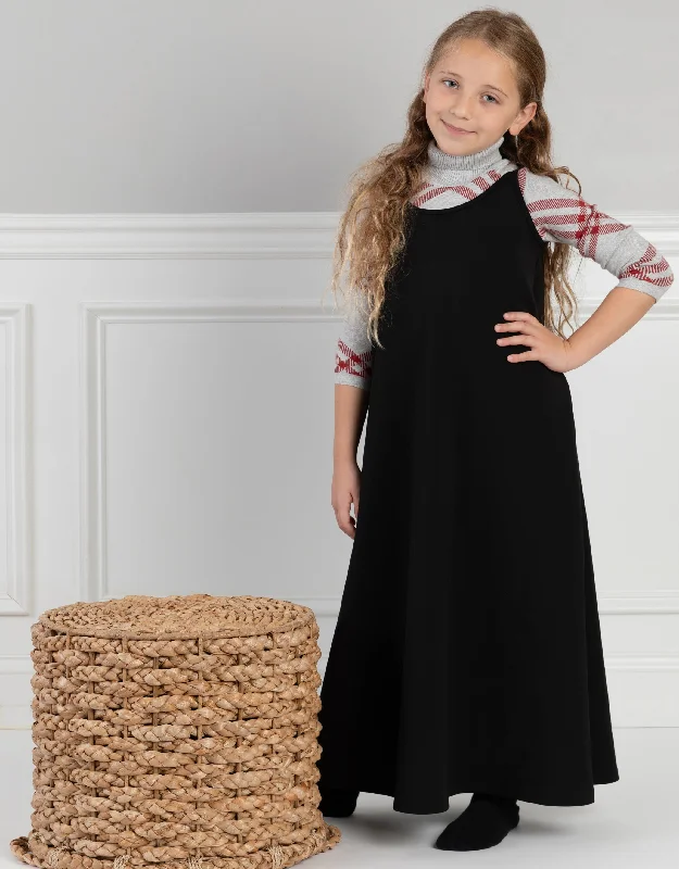 Girls Ponte Round Neck Spaghetti Strap Maxi Dress Shabbos Jumper