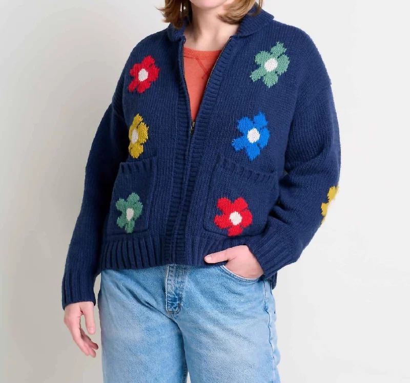 Layered cardiganNitsa Zip Cardigan In True Navy Daisys