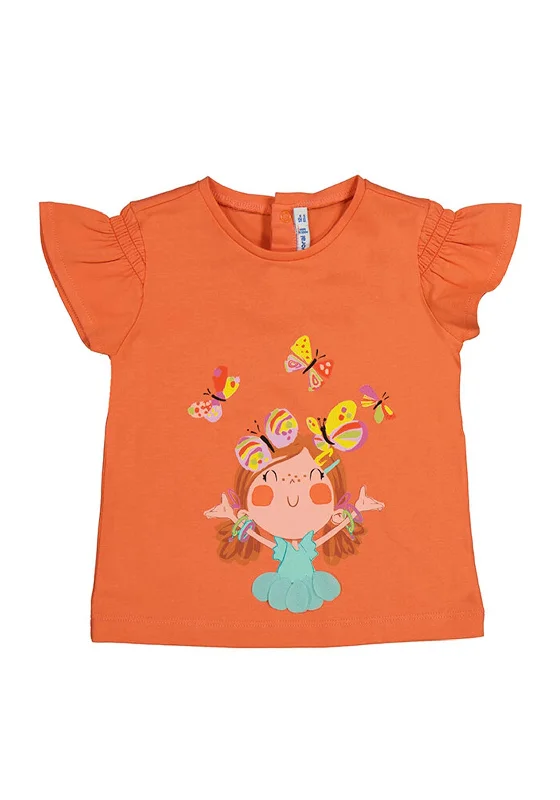 Fishing Short Sleeve TopsMayoral Baby Girl Embroidered Short Sleeve Tee, Orange