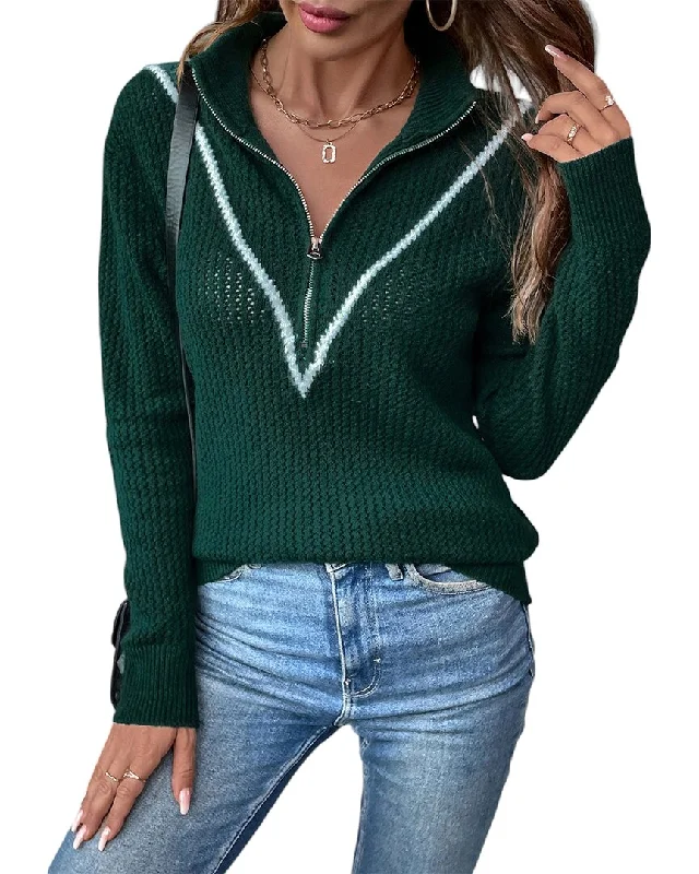 Charlotte Green SweaterLayered Knit Tops