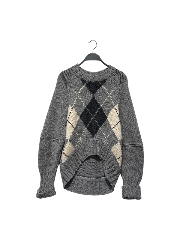 Alexander McQueen/Sweater/S/Plaid/Wool/GRY/Organic Cotton Knit Tops