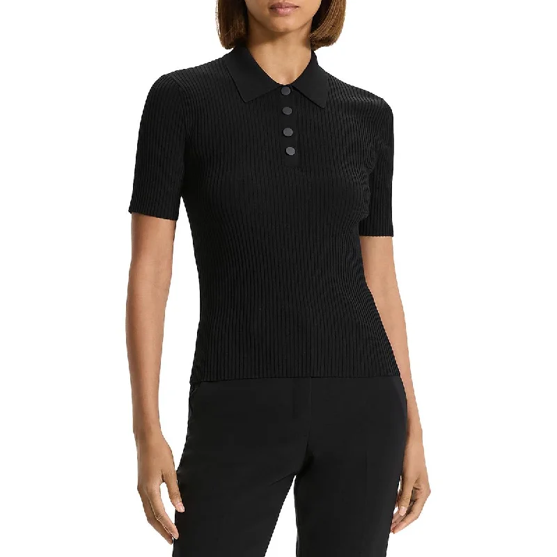 Theory Womens Ribbed Crepe Polo TopClassic polo shirt