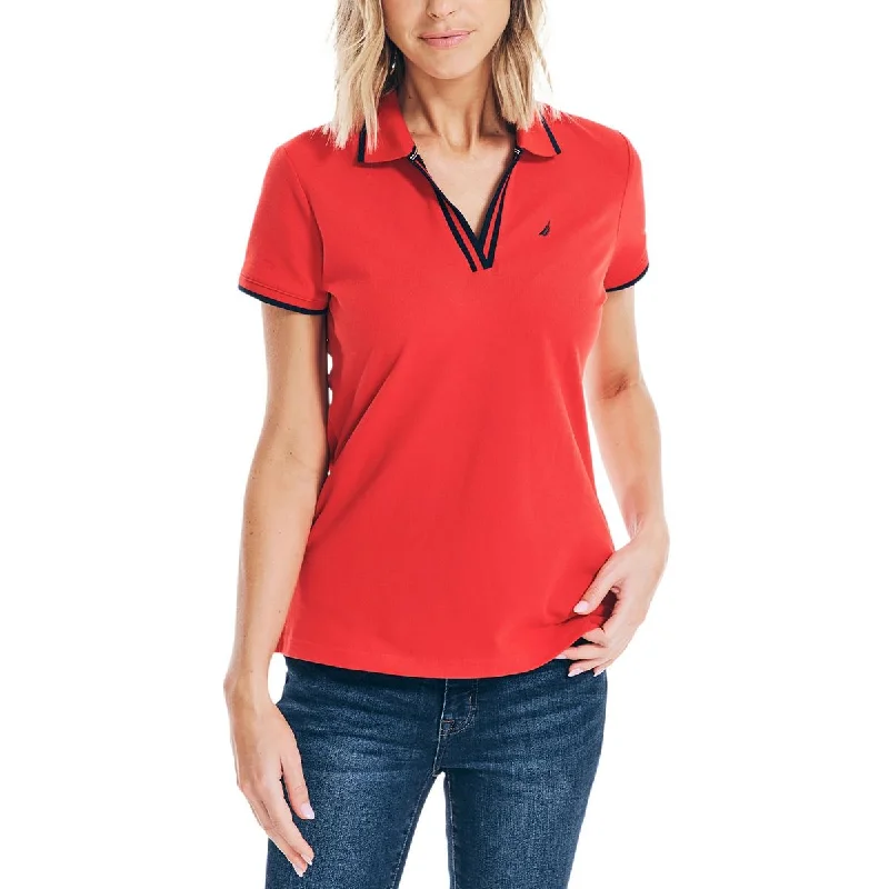 Nautica Womens Contrast Trim Knit Polo TopWindproof polo shirt