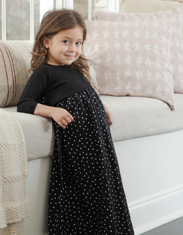 Girls Combination Maxi Dress Shabbos Robe with Polka Dots