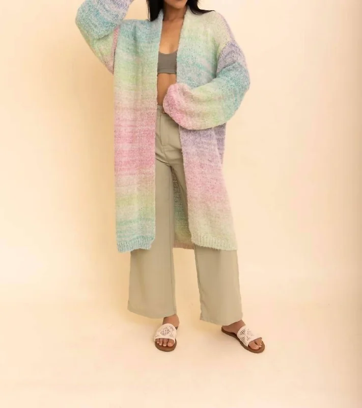 Bold cardiganCozy Knit Longline Cardigan In Rainbow