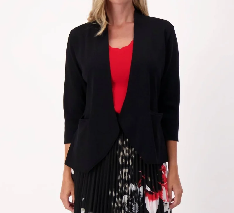 Retro cardiganOpen Front Cardigan In Black