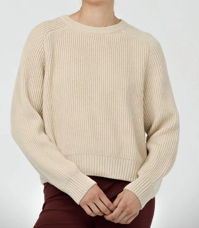 Avery Crew Neck Sweater In BeigeFitted Knit Tops