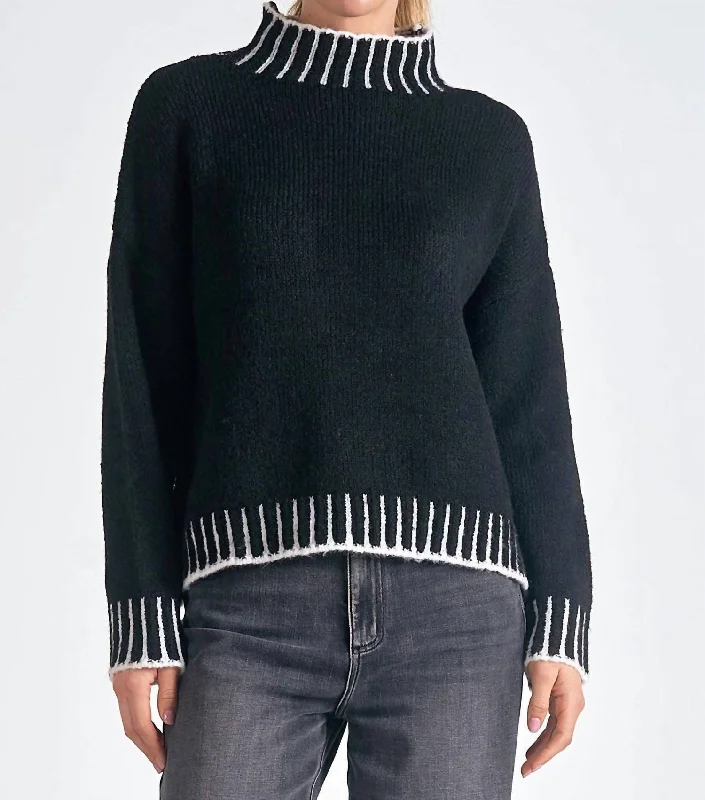 Mockneck Sweater In BlackUrban Knit Tops