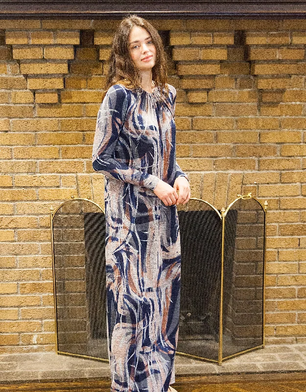 JackieO Flowy Maxi Dress Shabbos Robe Rust Splatter