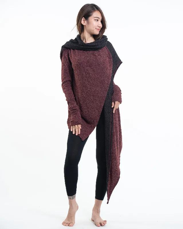 Designer cardiganHoodie Shawl Cardigan in Maroon