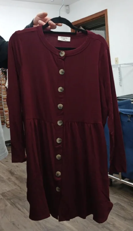 Smart cardiganLong Burgundy Button Tunic Shirt or Cardigan