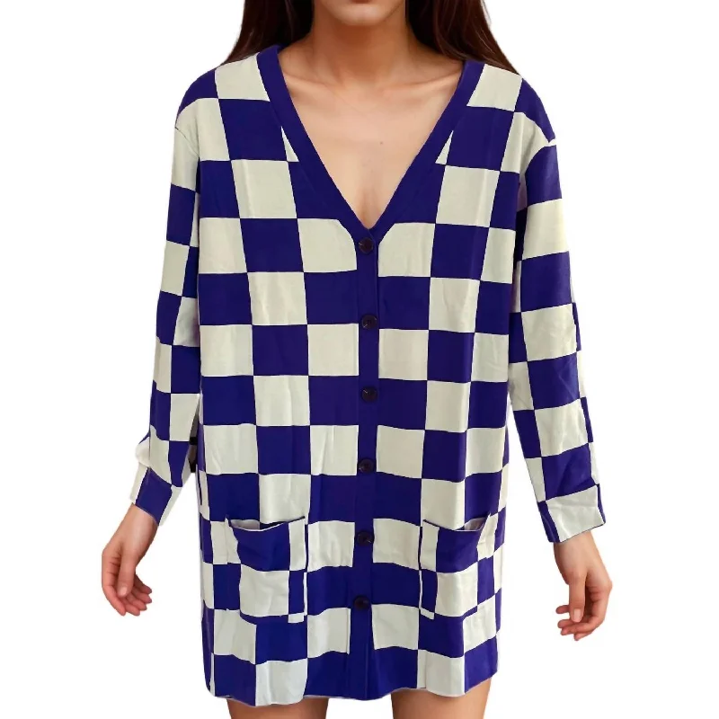 Sheer cardiganCheck Me Out Cardigan In Blue & White Checkered