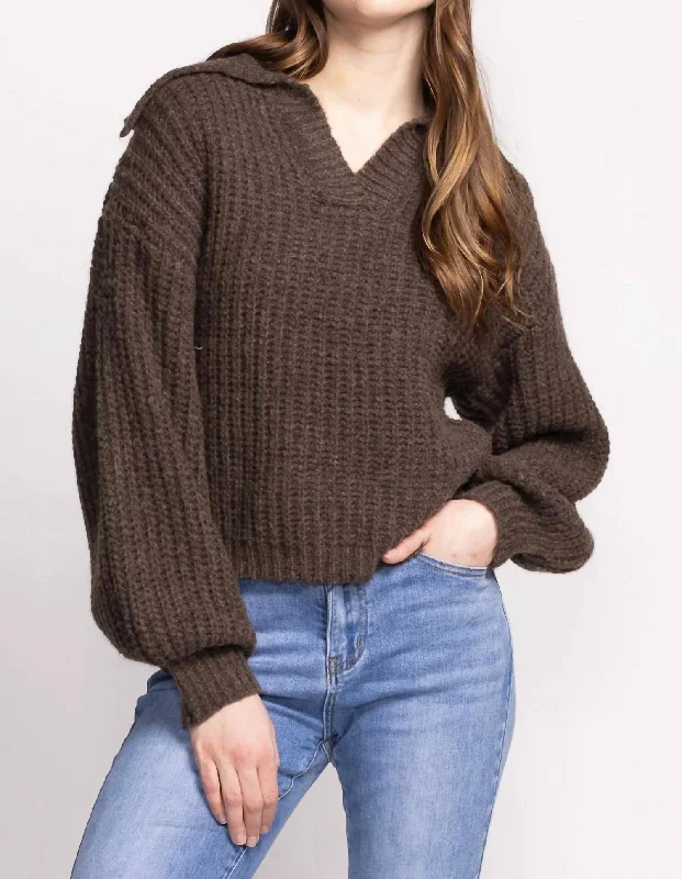 Sloane Sweater In BrownStriped Knit Tops