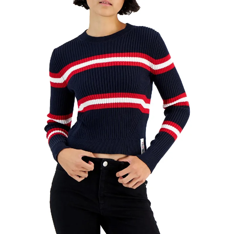 Womens Ribbed Cotton Crewneck SweaterPerformance Knit Tops