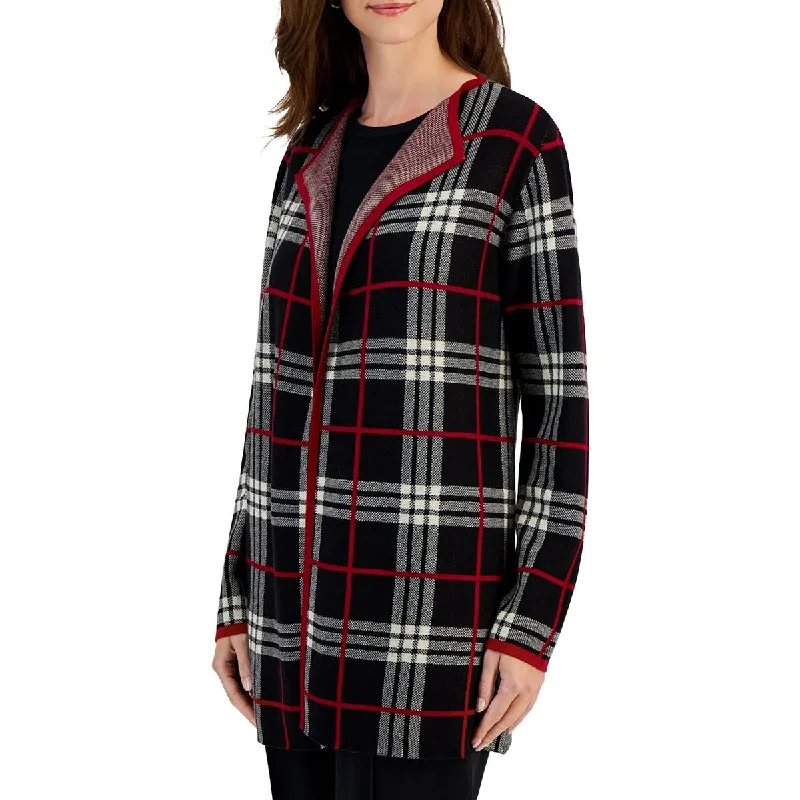 Wrap cardiganWomens Glen Plaid Cotton Stretch Cardigan Sweater