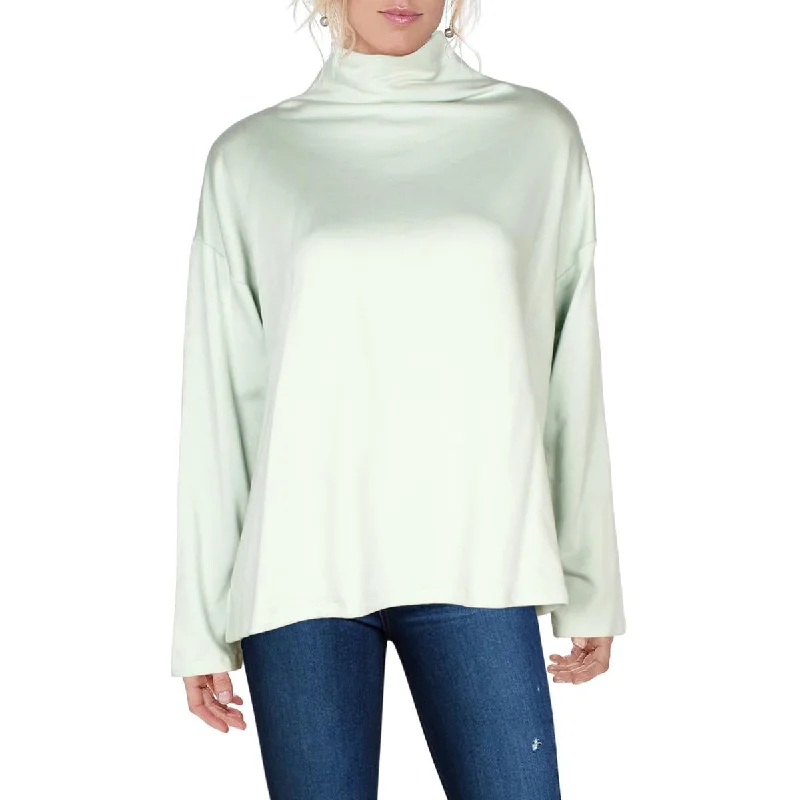 Womens Shirt Long Sleeves Funnel-Neck SweaterOrganic Cotton Knit Tops