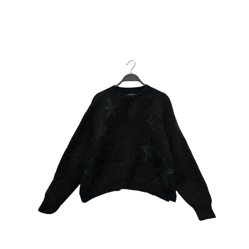 ALLSAINTS/Sweater/S/All Over Print/Wool/BLK/green sparkly starsFrench Terry Knit Tops