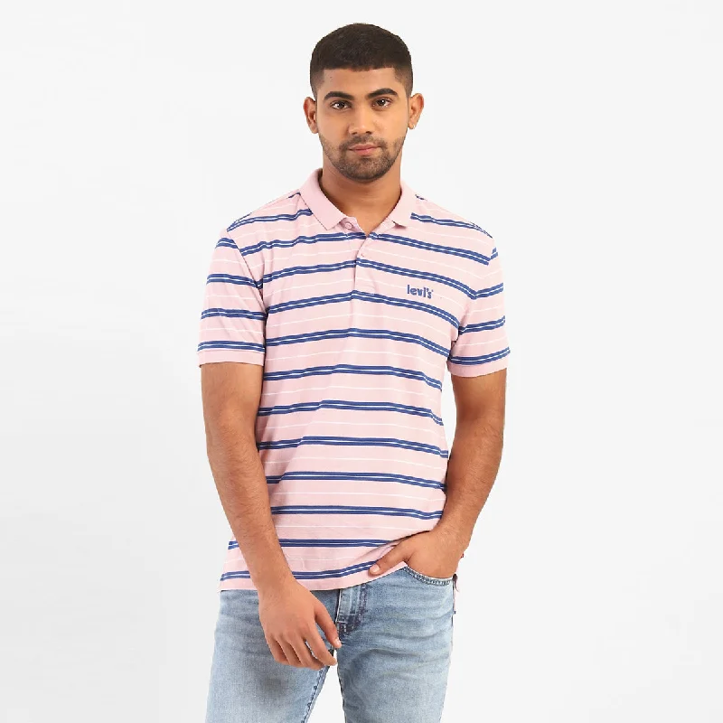 Men's Striped Polo Collar T-ShirtVegan polo shirt