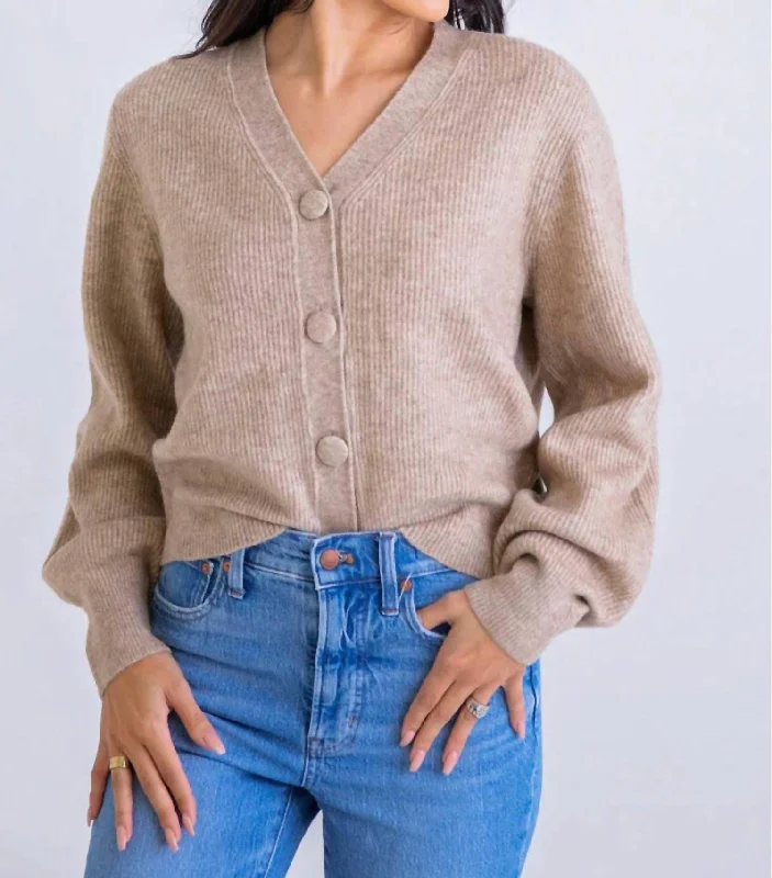 Minimalist cardiganPocket Sweater Cardigan In Oatmeal