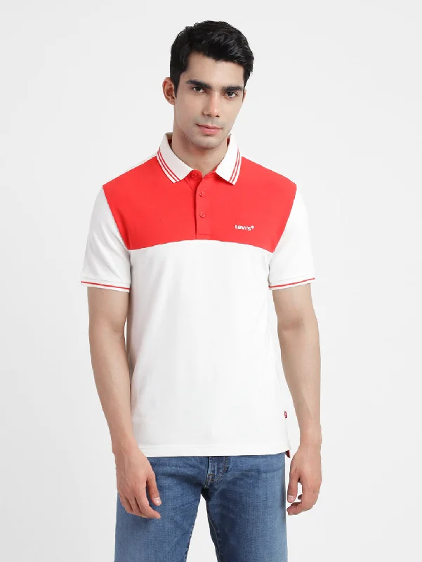 Men's Colorblock White Polo T-ShirtPetite polo shirt