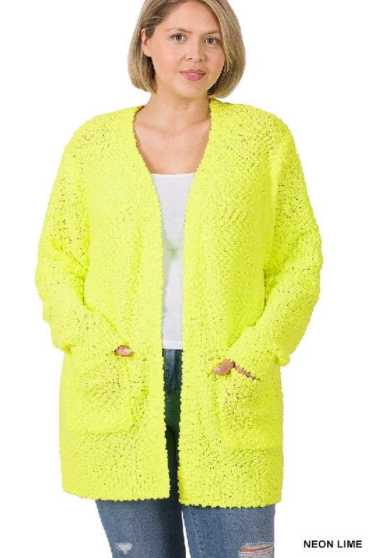 Draped cardiganNeon Lime Popcorn Sweater Cardigan