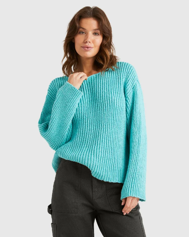 Womens Moon Wave 2 Sweater JumperAngora Knit Tops