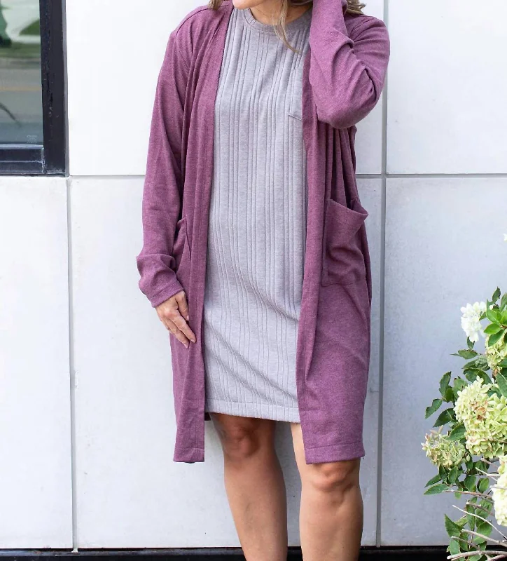 Neutral cardiganMinimal Cardigan In Mulberry