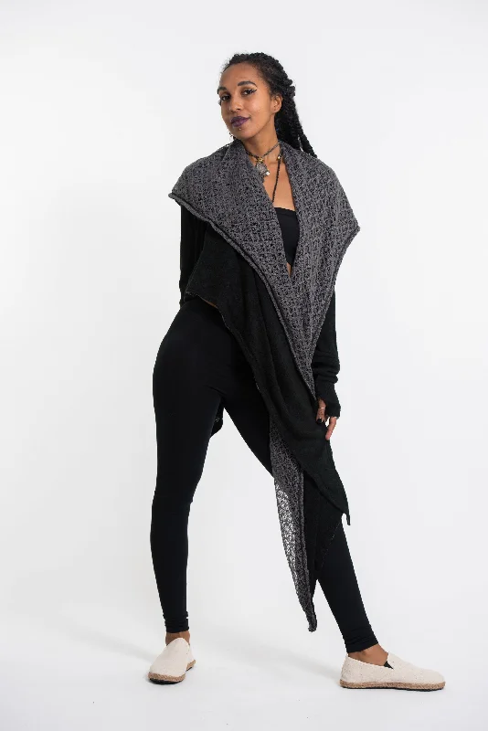 Vegan cardiganHoodie Shawl Cardigan in Black