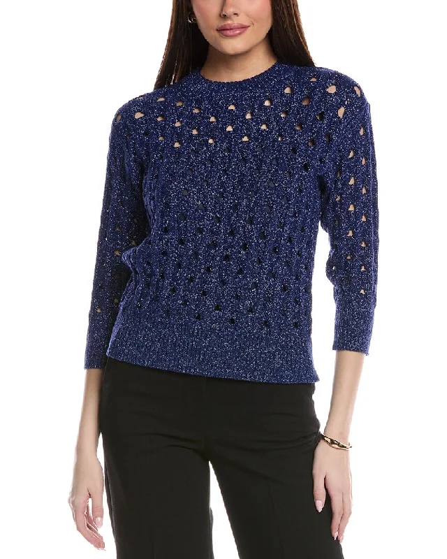 St. John Rib Crochet Knit SweaterHiking Knit Tops