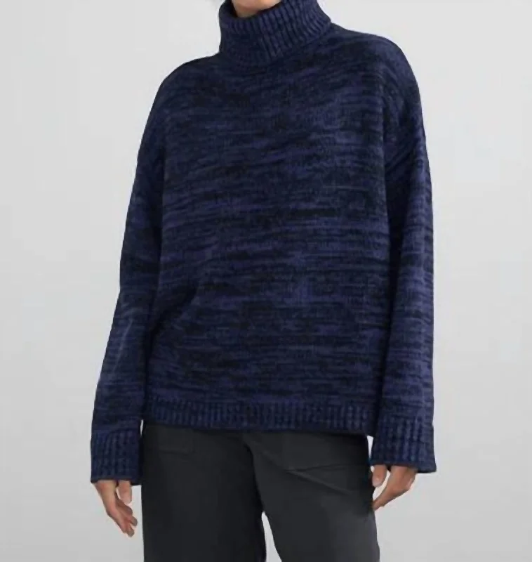 Adrienne Cotton T-Neck In NightskyPainted Knit Tops