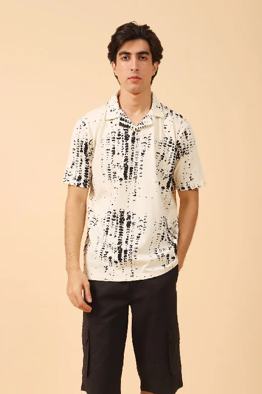 RESORT COLLAR PRINTED BAGGY FIT POLOPadded polo shirt